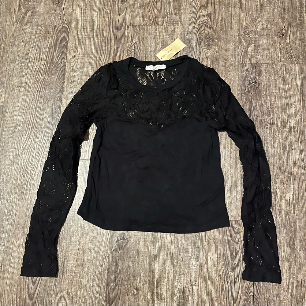 Don’t Ask Why - Black Lacy Long Sleeve Shirt
